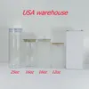 USA Ship Sublimationsglasbecher mit Bambusdeckel, 16 Unzen, 20 Unzen, 25 Unzen, klare Milchgläser, Einmachglas, Bier, Cola, Libby-Dose, wiederverwendbare Plastik-Strohhalmflasche