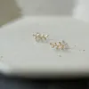 Stud 14k Gold Earrings For Women Simple Olive Branch Leaf Sweet Cute Student Jewelry2637211