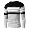 4XL hommes automne décontracté rayé épais polaire coton pull pulls hommes tenue mode Vintage o-cou manteau pull hommes 211008