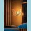 Vägglampa hem deco levererar trädgård postmodern kreativ fjäril led akrylskugga lyxiga nordiska sänglampor applikationer mural för de