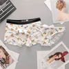 Encantadoras bragas de pareja set de encaje sexy telas de seda de hielo ropa interior boxeadores para hombres ropa interior de las mujeres para los calzoncillos del amor H1214