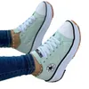 No brand logo new spring large size multi-color lace up round head canvas shoes low top thick sole single shoes