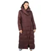 Women's Down Jacket Parka Outwear With Hood Quilted Coat Female Long Warm Cotton Clothing For Winter Ladies Trend 19-150 211018