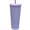 Dubbel Barbie Rosa Durian Laser Straw Cup Tumblers Färgglada Plast Kallvatten Kaffekoppar Presentmugg FHH21-840