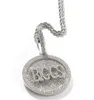 Pendentif nom personnalisé rond glacé lettre/Logo/symbole collier à breloque pavé Zircon cubique hommes femmes Hiphop bijoux