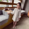 Classical Pink Ivory Kids Fancy Dresses for Girls Children Charming Dress Puff Sleeve Wedding Party Clothing 4 7 9 12 14 Years 210303