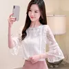 Lady Lady's Short Sleeve Summer Round-collar Top with Loose Chiffon Shirts womens tops and blouses white 4505 50 210527