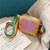 rainbow laser hearts handbag single-shoulder bag kids crossbody pack colorful outdoor sport pouch coin baby bag 1480 B3