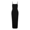 Summer Women's Pocket Black Bandage Dress Sexy Tight Spaghetti Strap Club Celebrity Runway Vestidos 210525