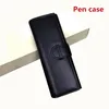 Luxury Black Leather Pen Bag portable Single and Double Rollerball pens Ballpoint Pen Holder high quality stationery supplies Pencil Case As Gift