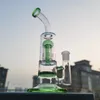 11 pouces vert double couches champignon peigne filtre verre Bong narguilés conduite d'eau barboteur en verre 18 MM bol entrepôt américain