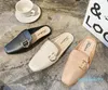 # 548 Vår Casual Tofflor Sandal Kvinnors Läder Slides Sandalies HorseBit Gold-Toned Outdoor Lady Beach Sandals Ladies Comfort Walking