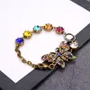 Butterfly Färgglada Crystal Charm Armband med Box Retro Lyx Fashion Smycken Seiko Party Wedding Present Armband
