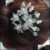 Hair Clips & Barrettes Jewelry Red White Women Hairpins Headpieces Wedding Aessories Crystal Pearls Forks For Bridal Hairstyle Drop Delivery