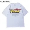 GONTHWID T-shirts à manches courtes Chemise Hip Hop Streetwear Hommes Lettres d'été Imprimer T-shirts Coton Casual Harajuku Lâche Mode Tops 210707