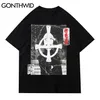Tshirts Creatieve Distressed Print Korte Mouw Tees Shirts Mens Hip Hop Harajuku Casual Katoen Streetwear Summer Tops 210602