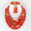 Earrings & Necklace Design Red Coral Beaded Jewelry Set Bracelet And Nigerian Wedding African Beads TL1166