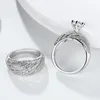 100% 18K White Ring for Unisex Natural AAA Diamond Jewelry Invisible Setting Engagement Round 18 K Gold Rings with Box