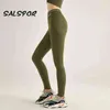 SALSPOR letra impressa correndo leggings mulheres fitness alta cintura cintura esporte exercitar leggins ginásio calças calças sexy rápido seco 211202