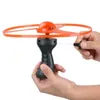 Funny Spinning Flyer Luminous Flying UFO LED Light Handle Flash Toys for Kids Outdoor Game Color Random Mix Wholesale