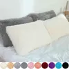 50x70cmの柔らかいふわふわのベルベットクッションカバーソリッドの毛皮のぬいぐるみ枕ケース家のソファー枕装飾ベッドルームピローケースD30
