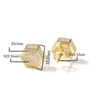 Hexagon CZ Stud Earrings Gold 925 Sterling Silver Jewelry Hip Hop Fashion Iced Out Cubic Zirconia For Women