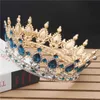 Fashion Queen King Bride Tiara Crown Green Crystal Women Head Piece Bridal Tiaras and Crowns Wedding Hair Jewelry Accessories X0726