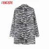 Tangada Women Animal Print Blazer Coat Vintage One Button Long Sleeve Female Outerwear Chic Tops DA37 211116