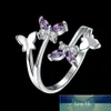 Wyprzedaż świeży i słodki pierścień motyl srebrny kolor pierścienie dla kobiet otwarty cyrkon biżuteria biżuteria anel anillo miłość prezent cena fabryczna cena eksperta projektowa najnowsze