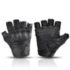 Summer Yellow Fingerless Leather Moto Glove Finger Retro Motorcycle Half Gloves Men Women For Riding