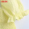 Tangada Women Summer Smocked Elastic Ruffled Mini Dress Vintage Puff Sleeve with Lining Female Dresses Vestidos BE622 210609