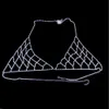 Lady Luxury Hollow Rhinestone Mesh Mesh Chain Bra Acessórios de biquíni Definir roupas de charme sexy Crystal Body Jewelry Thong Panties T5701583