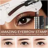 Eén stap wenkbrauwstempel vormkit professionele oog wenkbrauwpoeder stempels make -up met 6 paren herbruikbare wenkbrauwen stencils borstel tr1143032