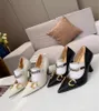 Top High quality new high heels sandals middle heel women designer dress shoes dress shoes summer sexy pointed sandals G00