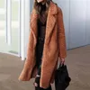 Kvinnor Lång Faux Fur Coat Teddy Jacka Höst Vinter Varm Ladies Kvinna Plush Outwear 211220