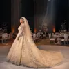 Abiti da sposa Church A Line 2022 Applicazioni in pizzo Collo trasparente Abiti da sposa taglie forti Schiena aperta Arabo Dubai Manica lunga Vestido De Novia 322