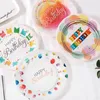Disposable Dinnerware 10 Pcs/lot 7 Inch Color Birthday Wedding Party Supplies Decoration Cake Dish Paper Plates