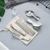 Conjuntos de utensílios de jantar 5pcs dobráveis ​​camping portátil tabela de tabela de aço inoxidável de piquenique para piqueniques utensílios de cozinha de viagem