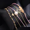 Charm Bransoletki Biżuteria Bohemia Lotus Heart Bransoletka Feather Dla Kobiet Weave Lina Chain Pseras Mujer Tassel Prezenty Drop Delivery 2021 HML7P