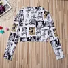 Women's Blouses & Shirts Fashion Ladies Printed Crop Top Blouse Woman Sexy Slim Fit Turtleneck Long Sleeve Tunic Cloth