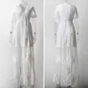 Jastie Summer Boho Women Maxi Dress Loose Embroidery White Lace long Tunic Beach Dress Vacation Holiday Women Clothing 210306