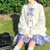 Sweet and Cute Kawaii Girl Knit Sweater Lazy College Style Loose Puff Sleeve Harajuku Girl JK Uniform Sweater Cardigan Jacket Y0825