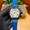 Hoge kwaliteit Tortue White Dial Black Diamond Inlay Case W6206019 Mens Watch Japan VK Quartz Chronograph Movement Leather Strap Lux9301577