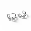 Cluster Rings Sole Memory Creative Double Knot Geometric Personality Cute 925 Sterling Silver Female Resizable Opening SRI359