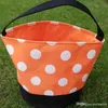 Halloween Candy Basket Bag Polka Dot Handväska Förvaringspåsar Lägg ägg Förvaringssäckar Skriv ut Skopa Väskor Skrivbord Korgar Presentväskor XVT0314