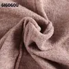 Gigogou surdimensionné femme pull vertical rayé femme pull pull pull coudant décontracté demi-manches en tricot tricot pull femme x0721