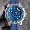 Montres de créateurs 44mm Dive 300mm Texture bleue Cadran Quartz Chronographe Montre pour homme 210.30.44.51.03.001 Chronomètre Ton Boîtier en acier or rose