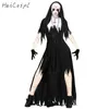 Halloween nun cosplay kostym kvinnor svart vampyr fantasi klänning terror syster partiet förklädnad kvinnlig fancy för vuxna y0903