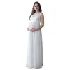 Kobieta w ciąży Lato Bez Rękawów Koronki Maxi Dress Maternity Tunika Sukienka Fotografia Rekwizyty Q0713