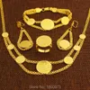 Adixyn Złota Moneta Wedding Jewelry Set18K Gold Color Naszyjnik / Kolczyk / Ring / Bransoletka Kobiety African Nigeria Etiopska Kenii Biżuteria H1022